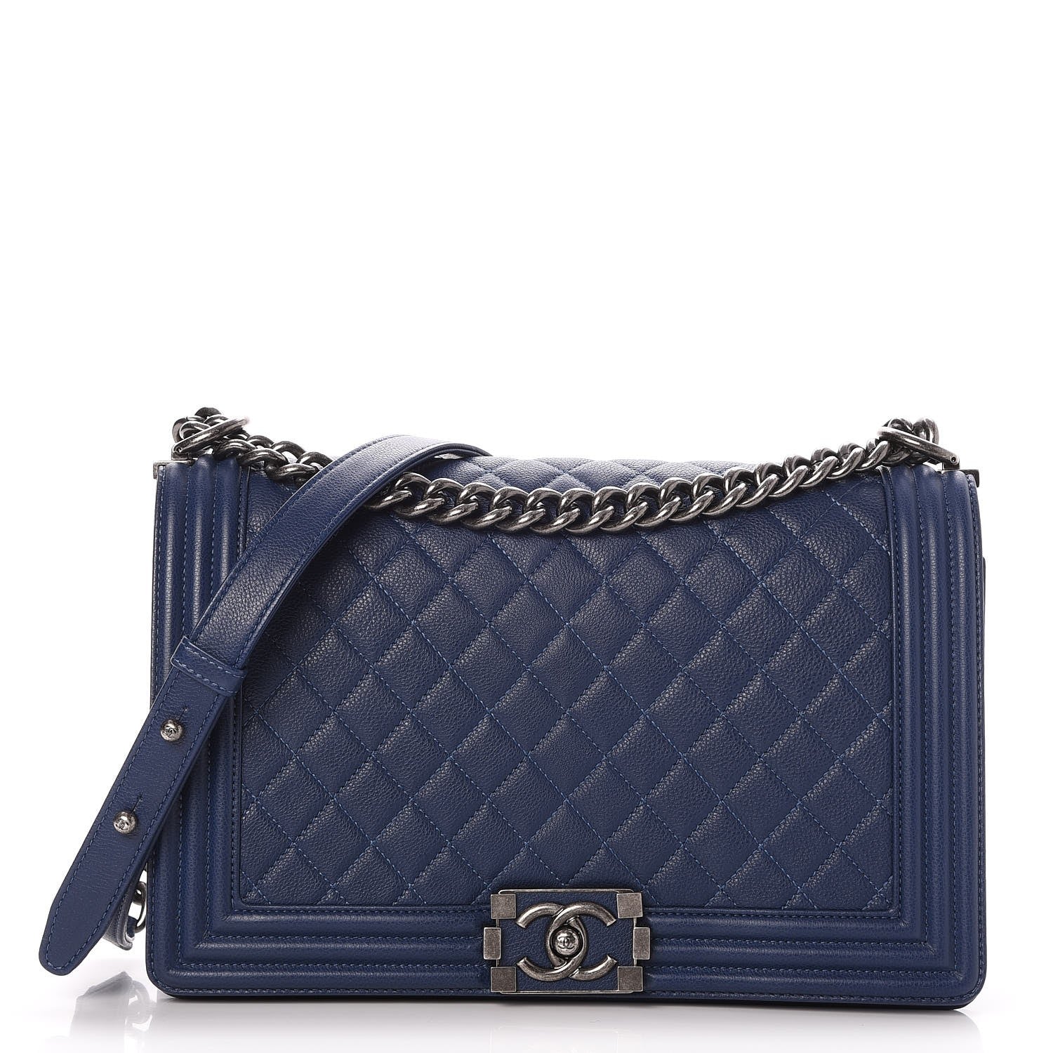 Grained Calfskin Quilted New Medium Boy Flap