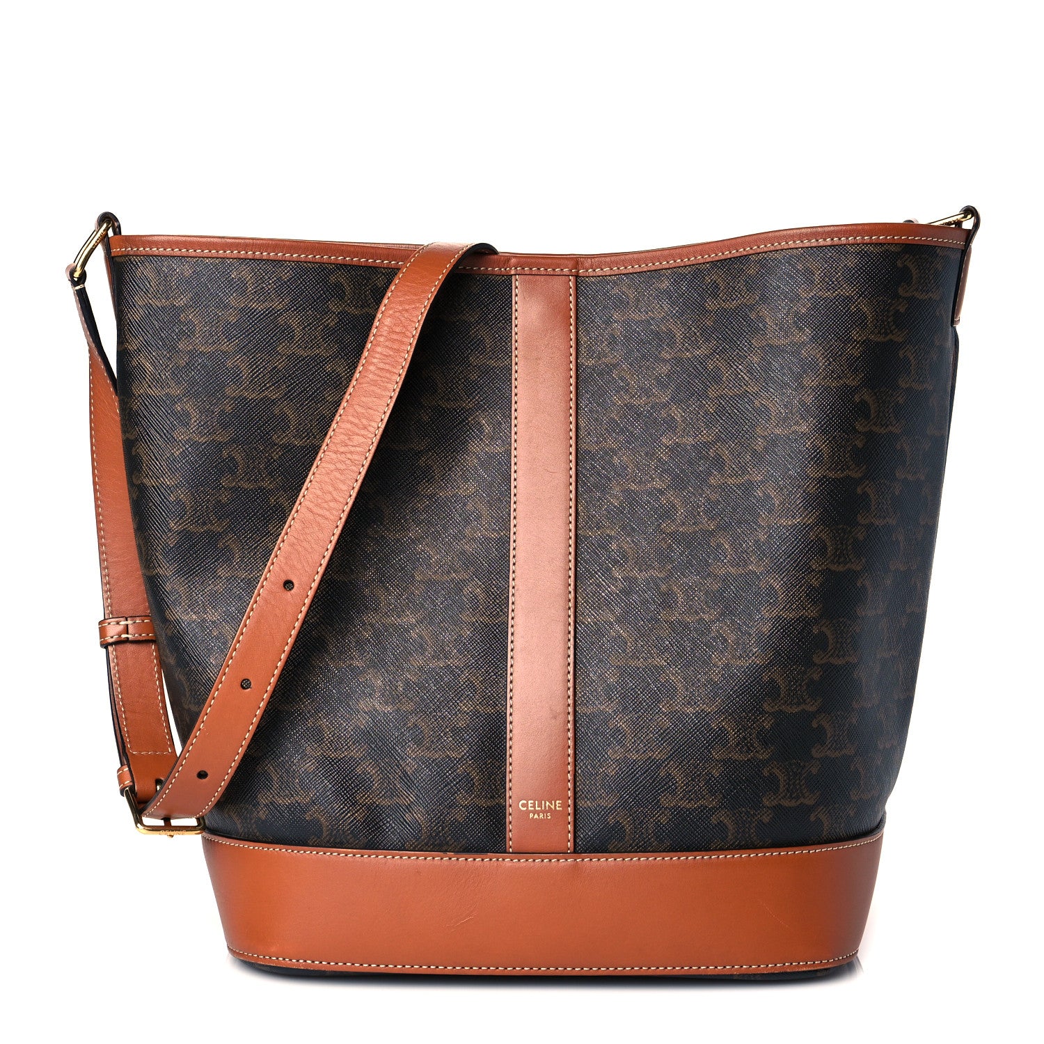 Triomphe Canvas Calfskin Medium Bucket Bag