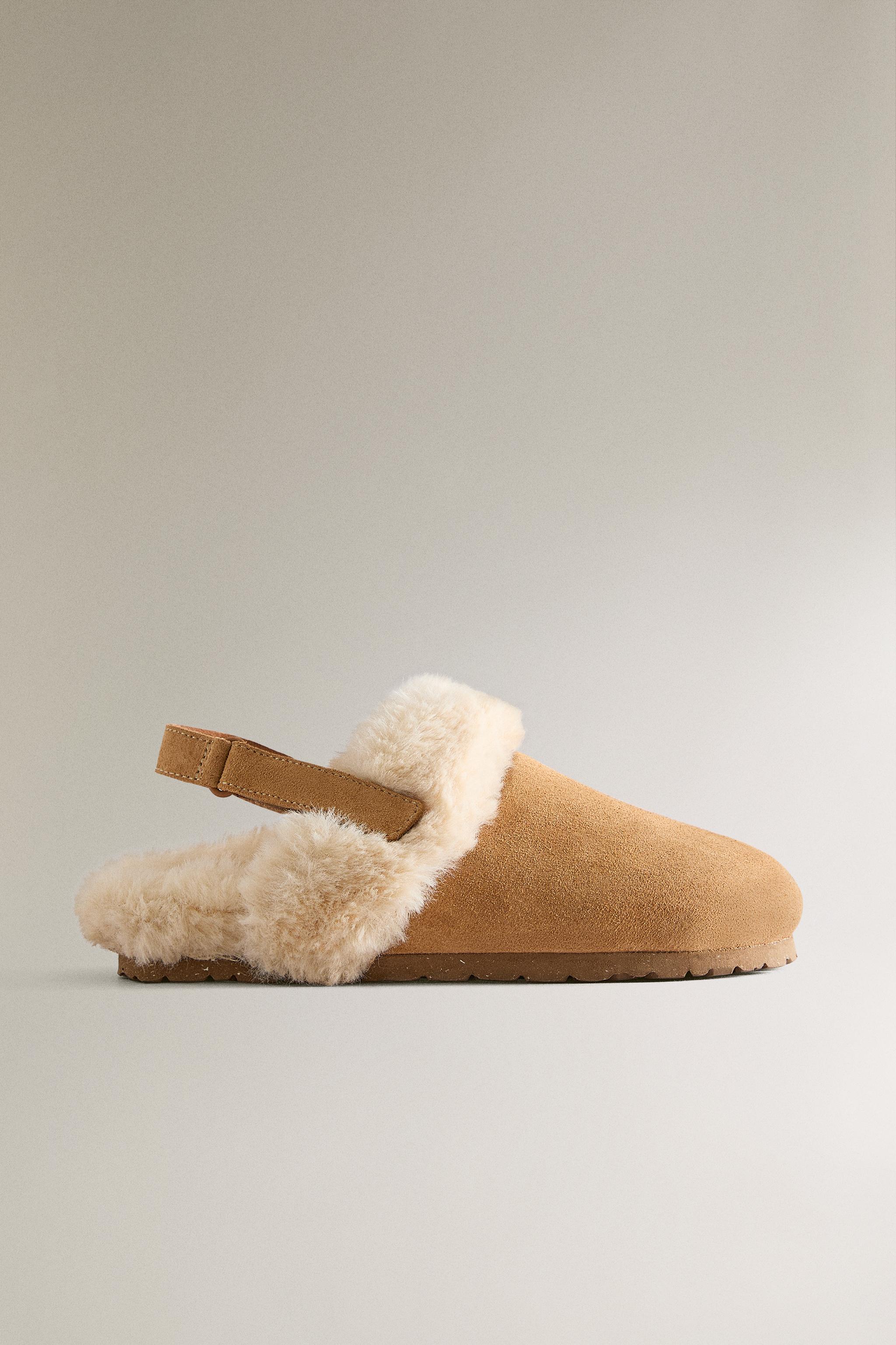 KIDS’ WARM LEATHER MULE CLOG SLIPPERS