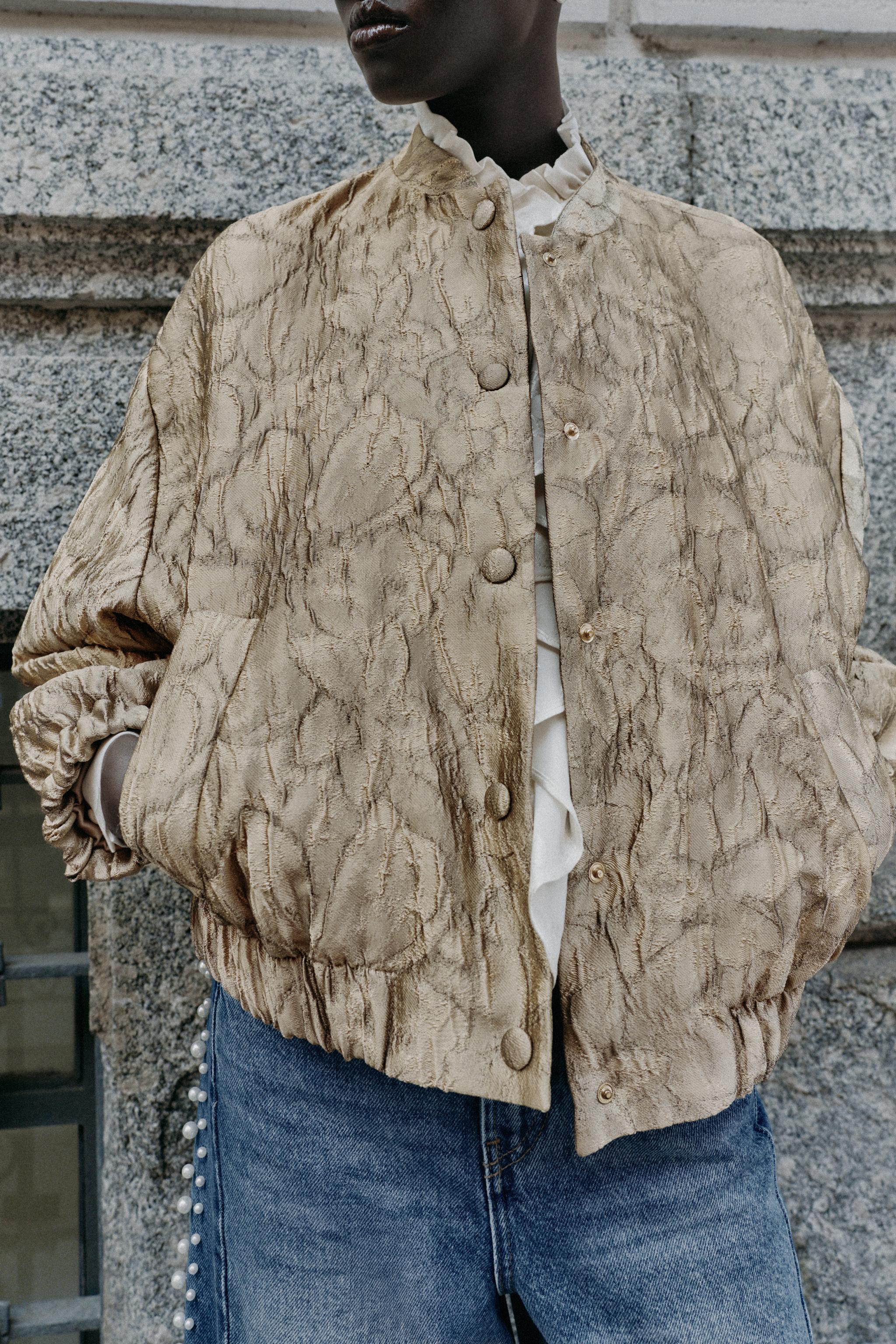 FLORAL JACQUARD BOMBER JACKET, image 3 of 10