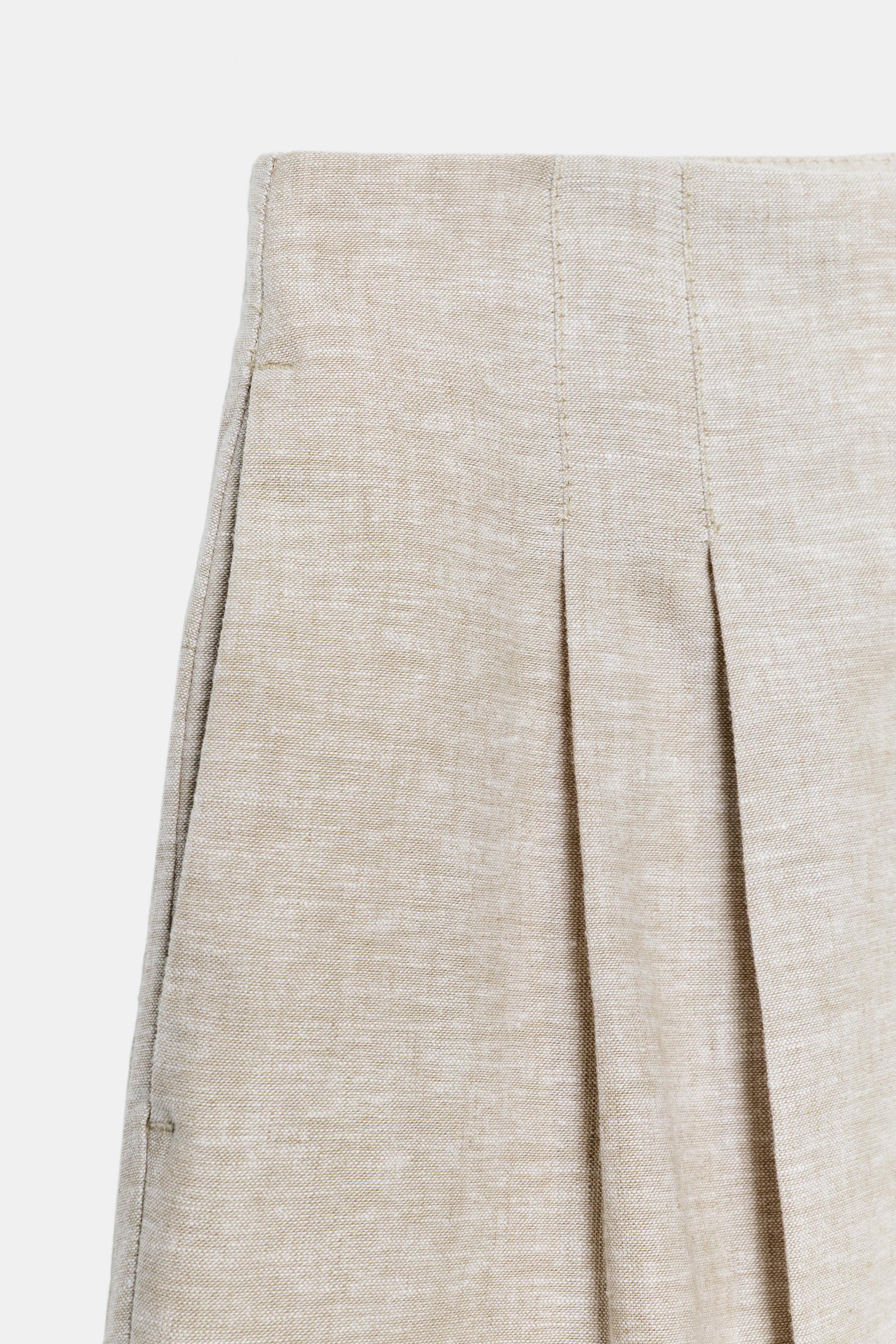 LINEN STRAIGHT FIT PLEATED PANTS, image 2 of 9