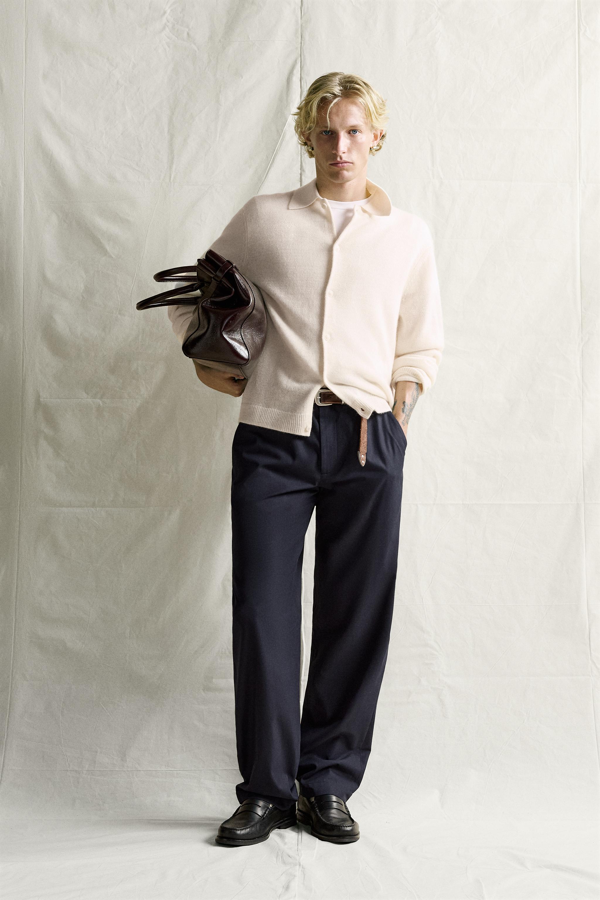 LINEN AND CASHMERE REGULAR-FIT CARDIGAN - Ecru