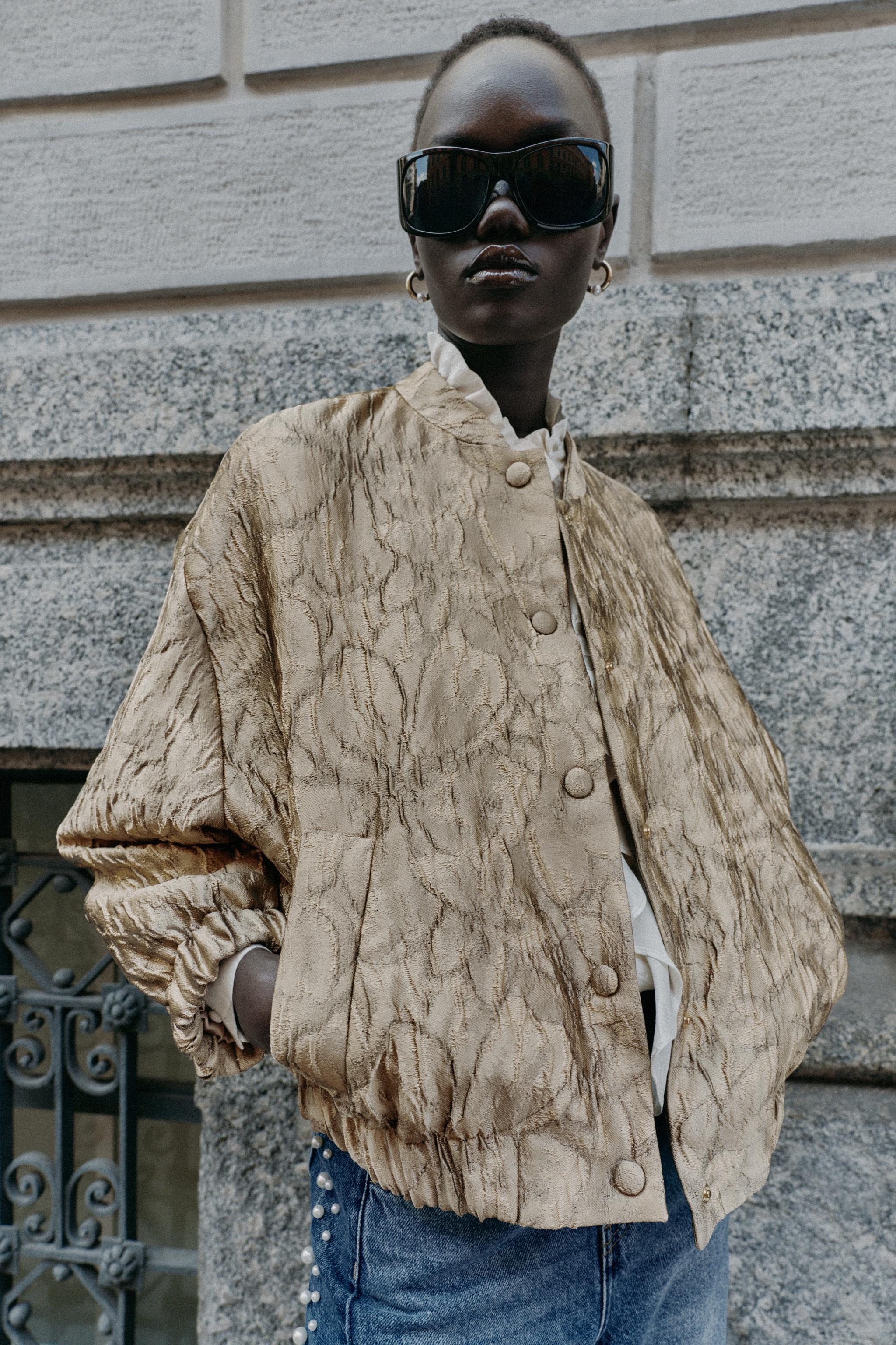 FLORAL JACQUARD BOMBER JACKET, image 5 of 10