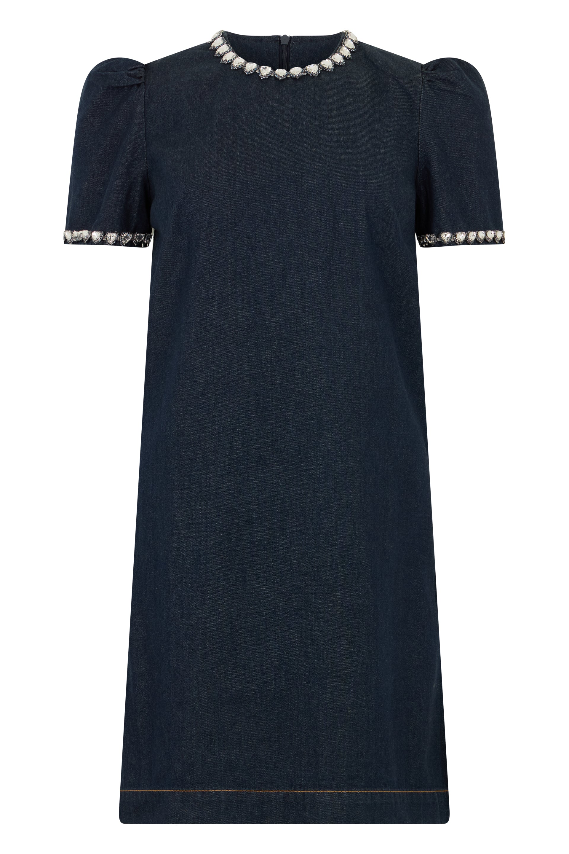 Short denim dress with decoration