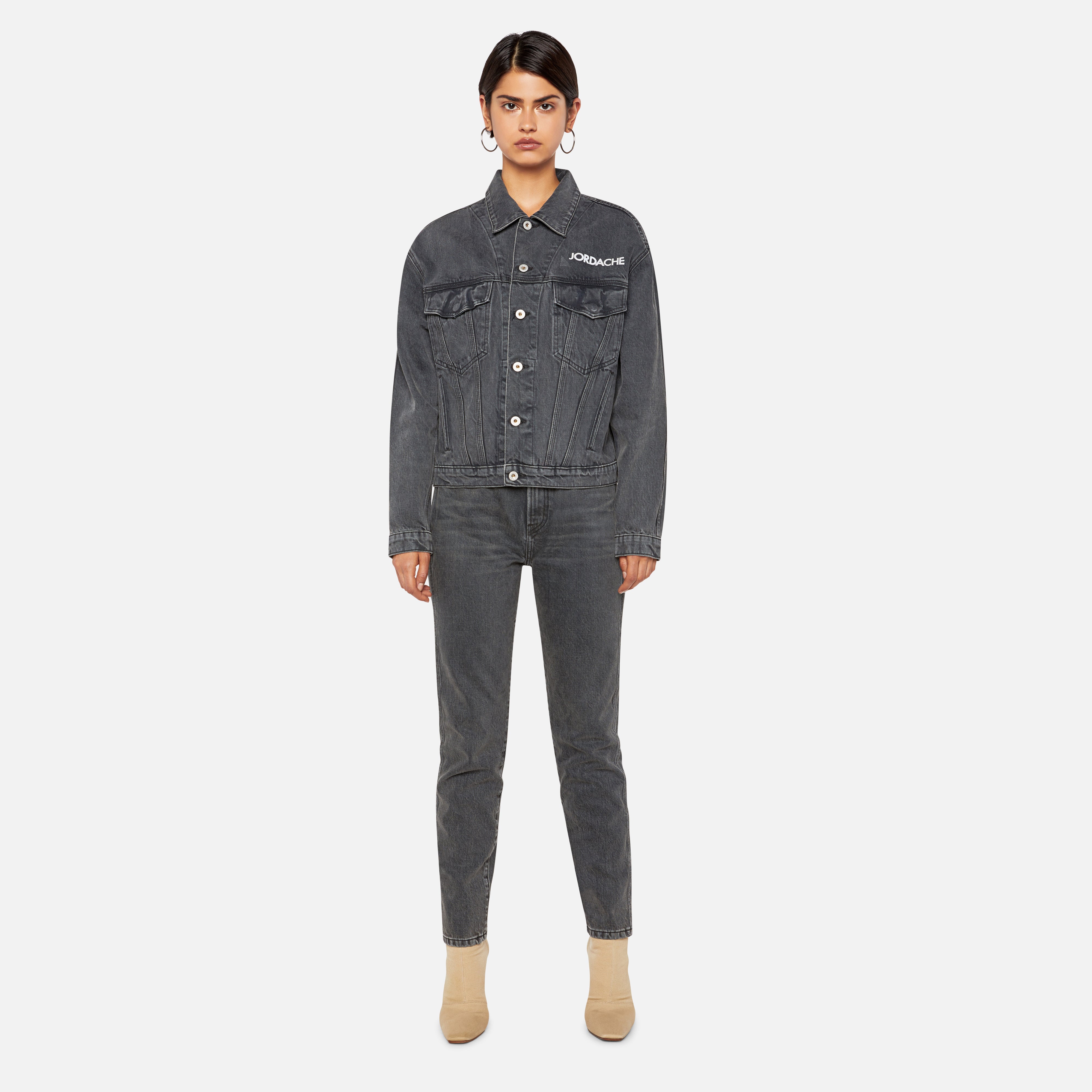 Jordache Vintage Denim Jacket w/ 3M Lettering - Black