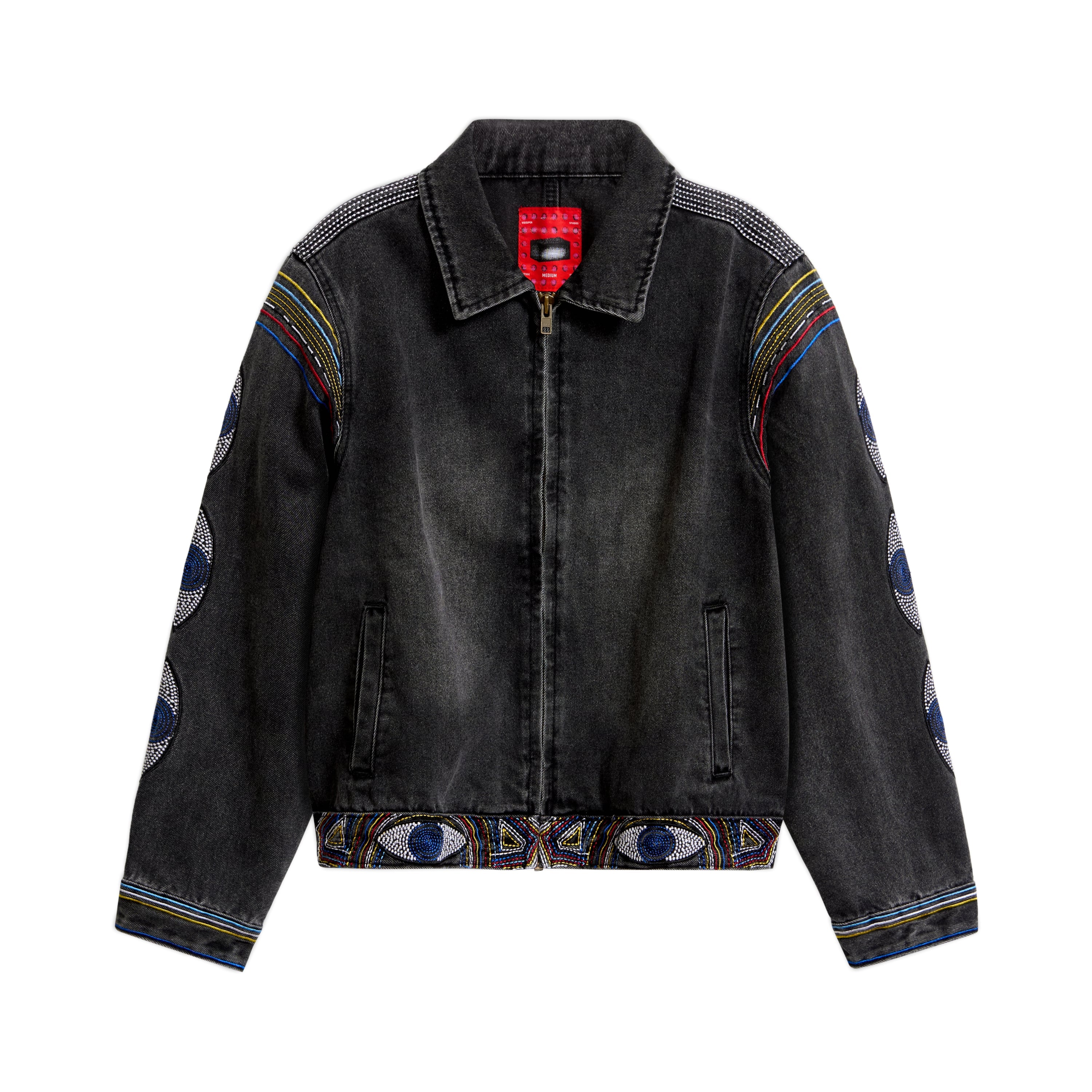 Gemstone Eye Embroidery Jean Jacket