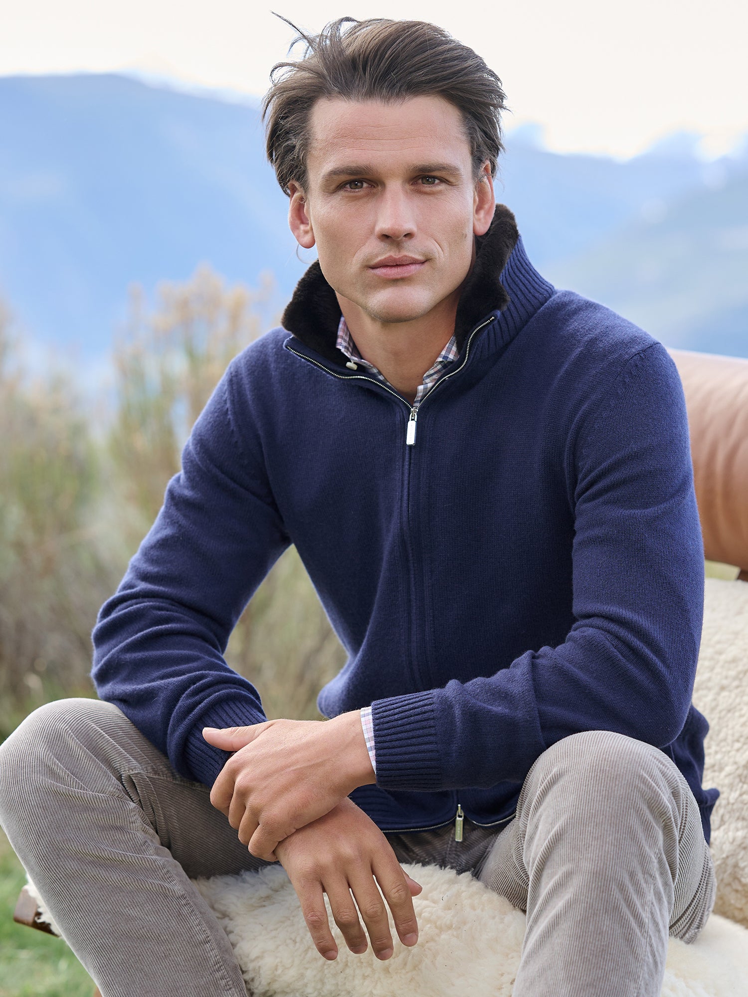 Elio Fur Collar Cashmere Cardigan