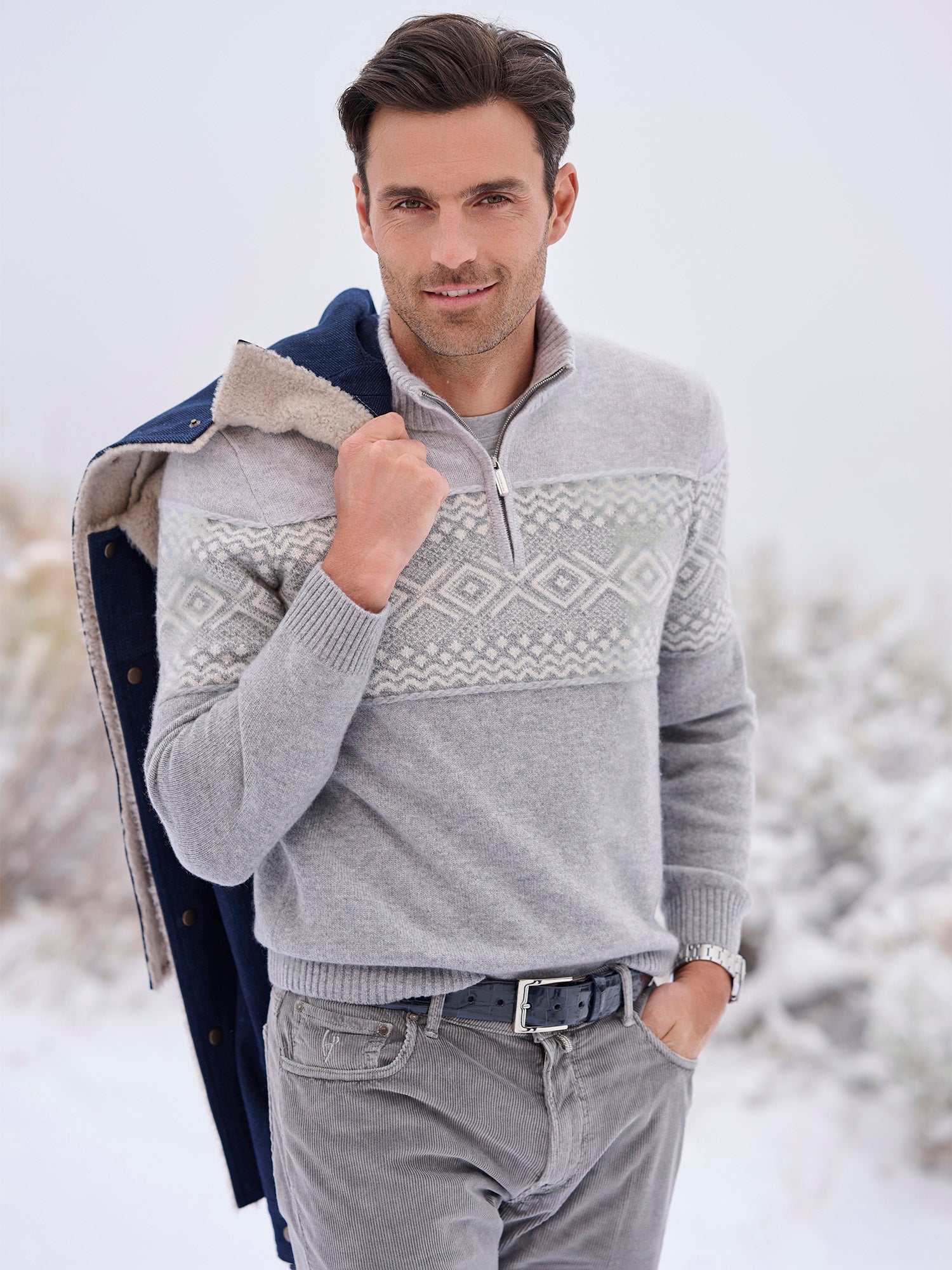 Nordic Quarter-Zip Cashmere Sweater