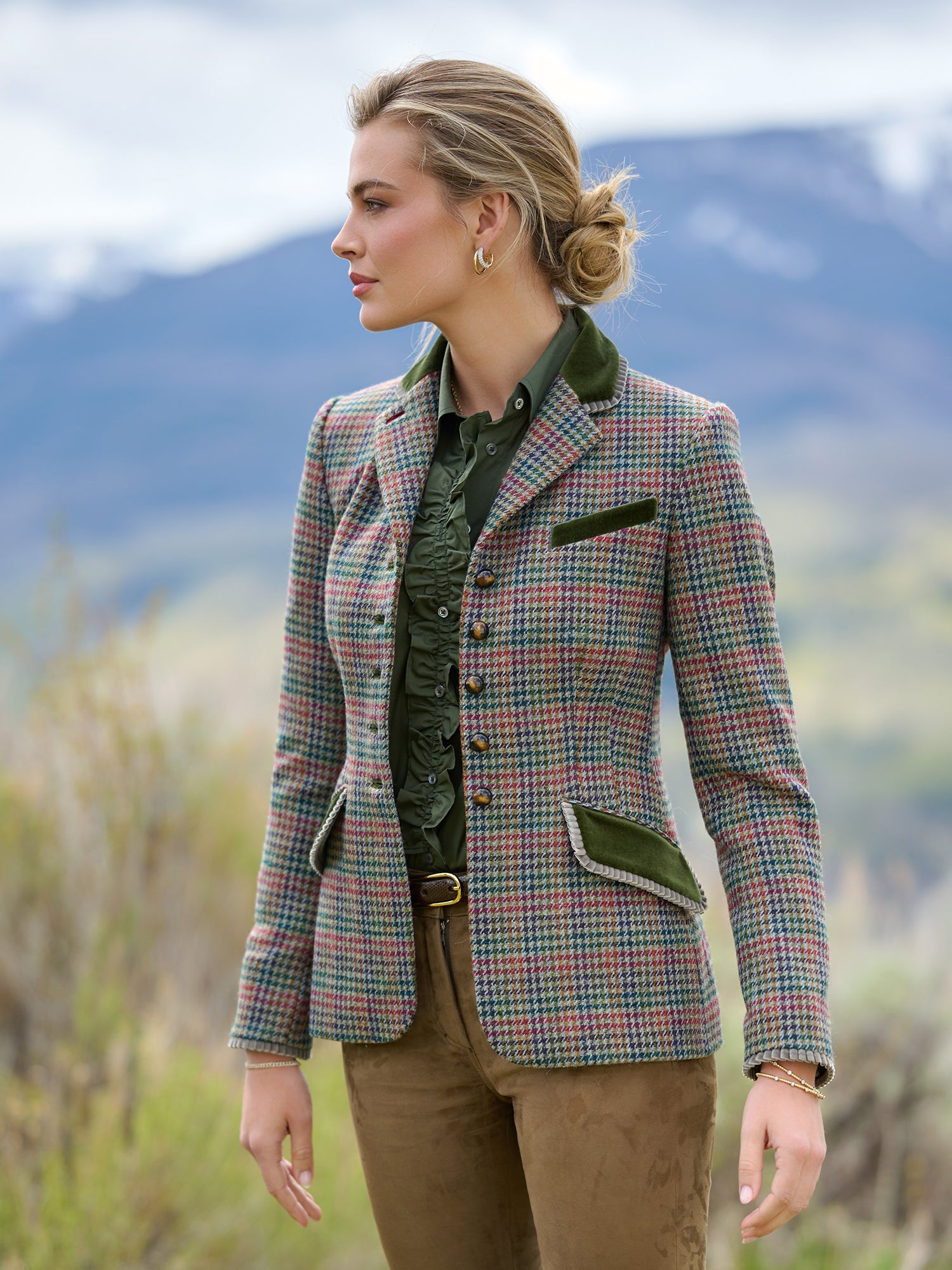 Lara Houndstooth Wool Jacket