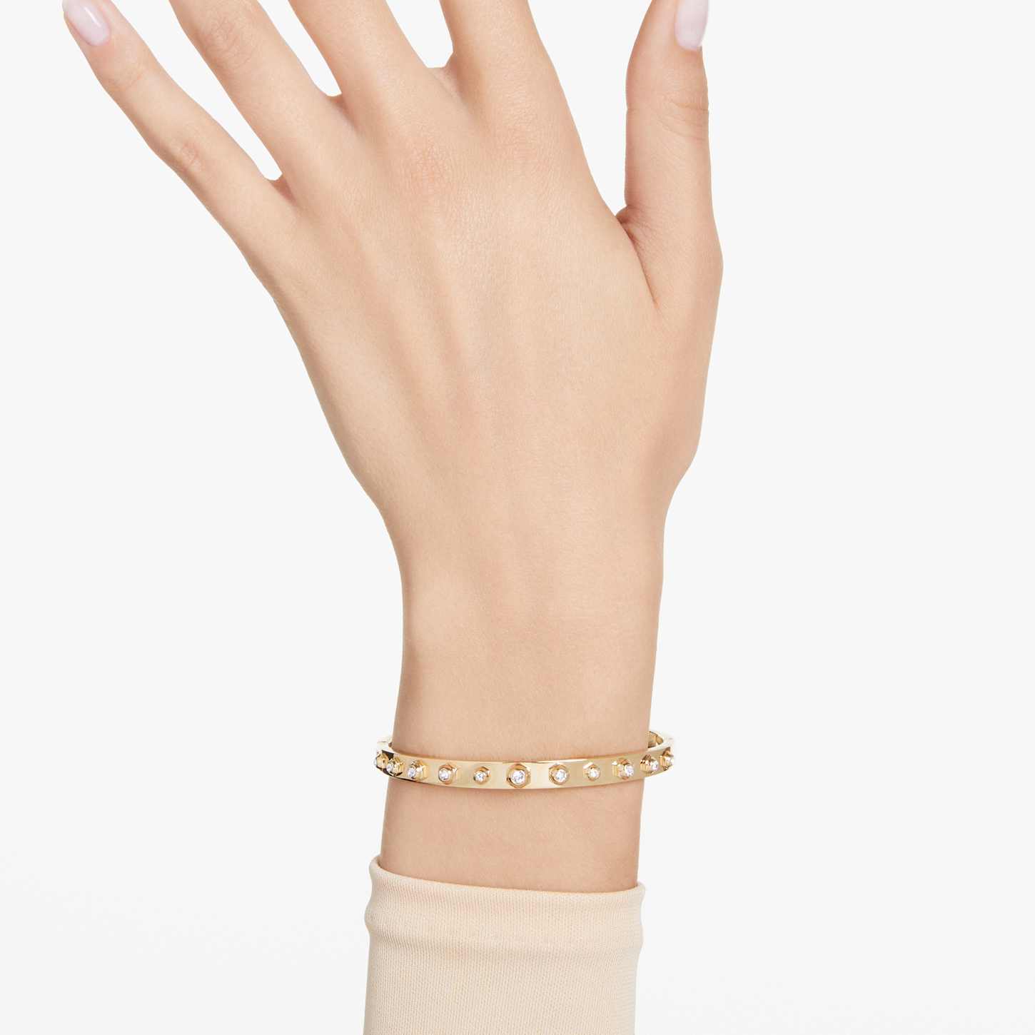 Numina bangle, Mixed round cuts, 18K gold finish
