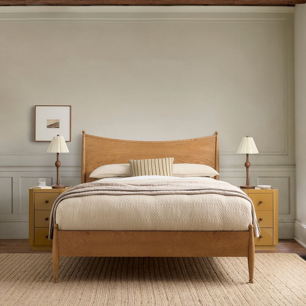 Curved Burl Wood Bed