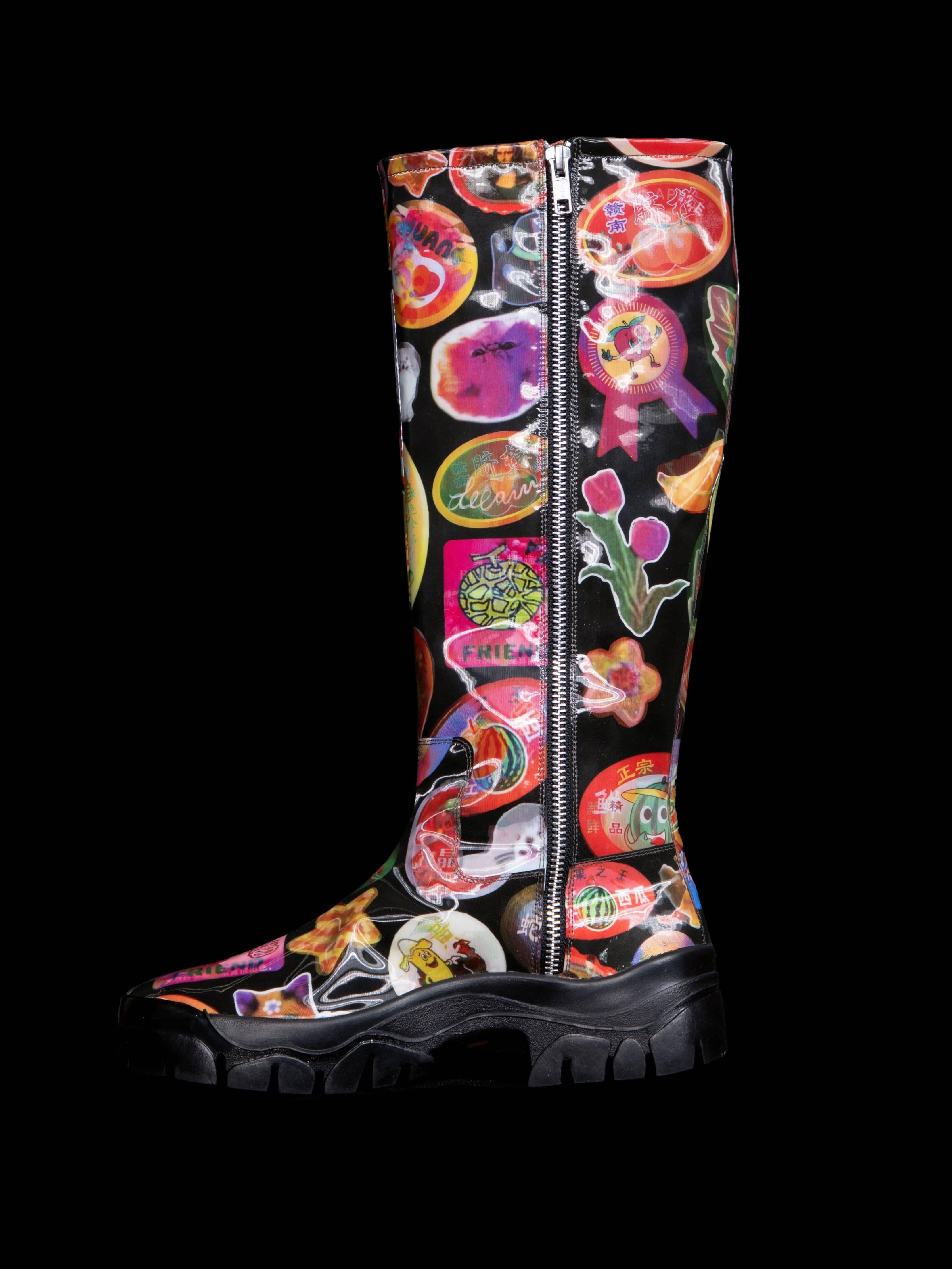 Lenticular Fruit Sticker Knee Boot