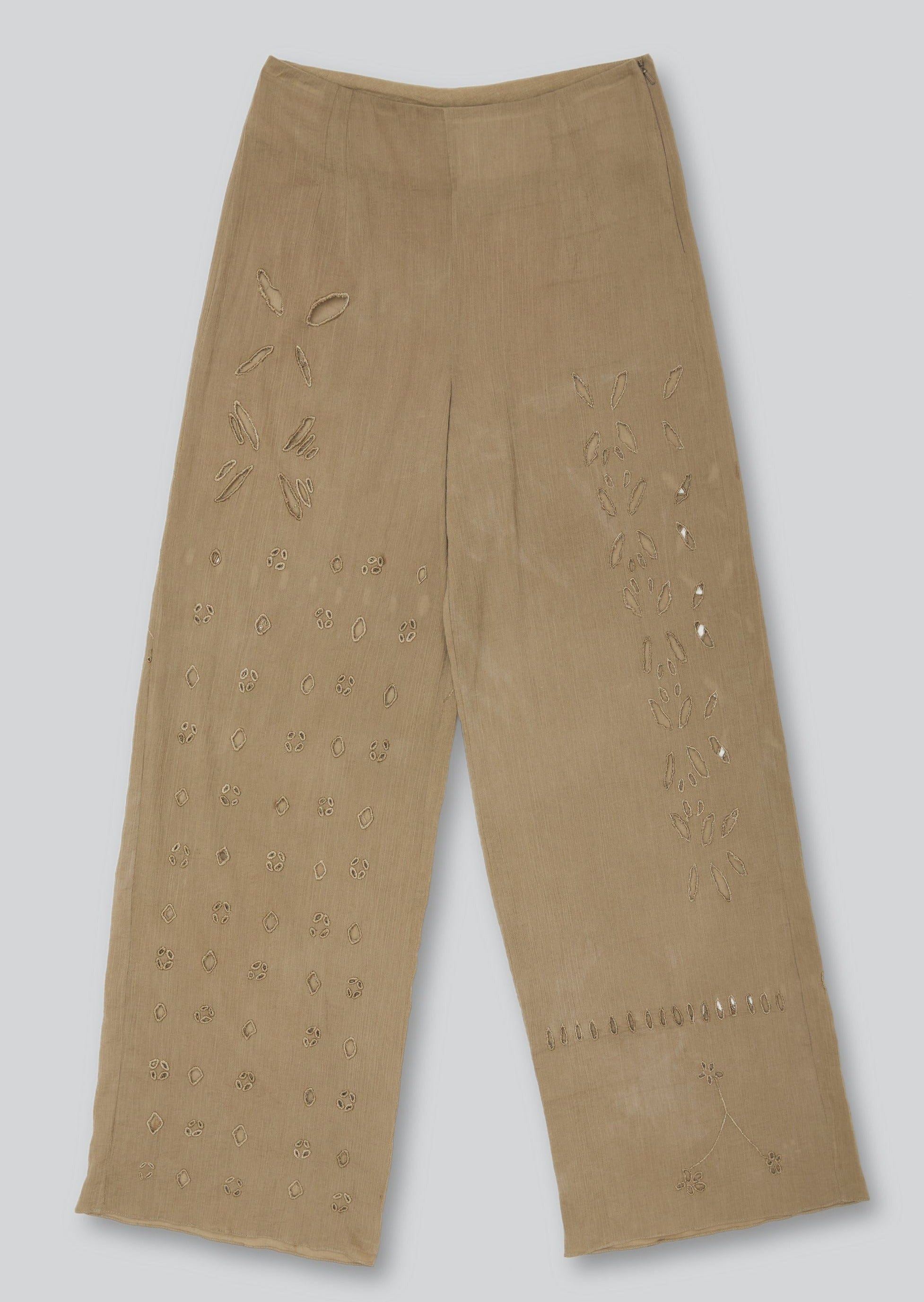 Natural Hand Dyed Triple Embroidered Trousers