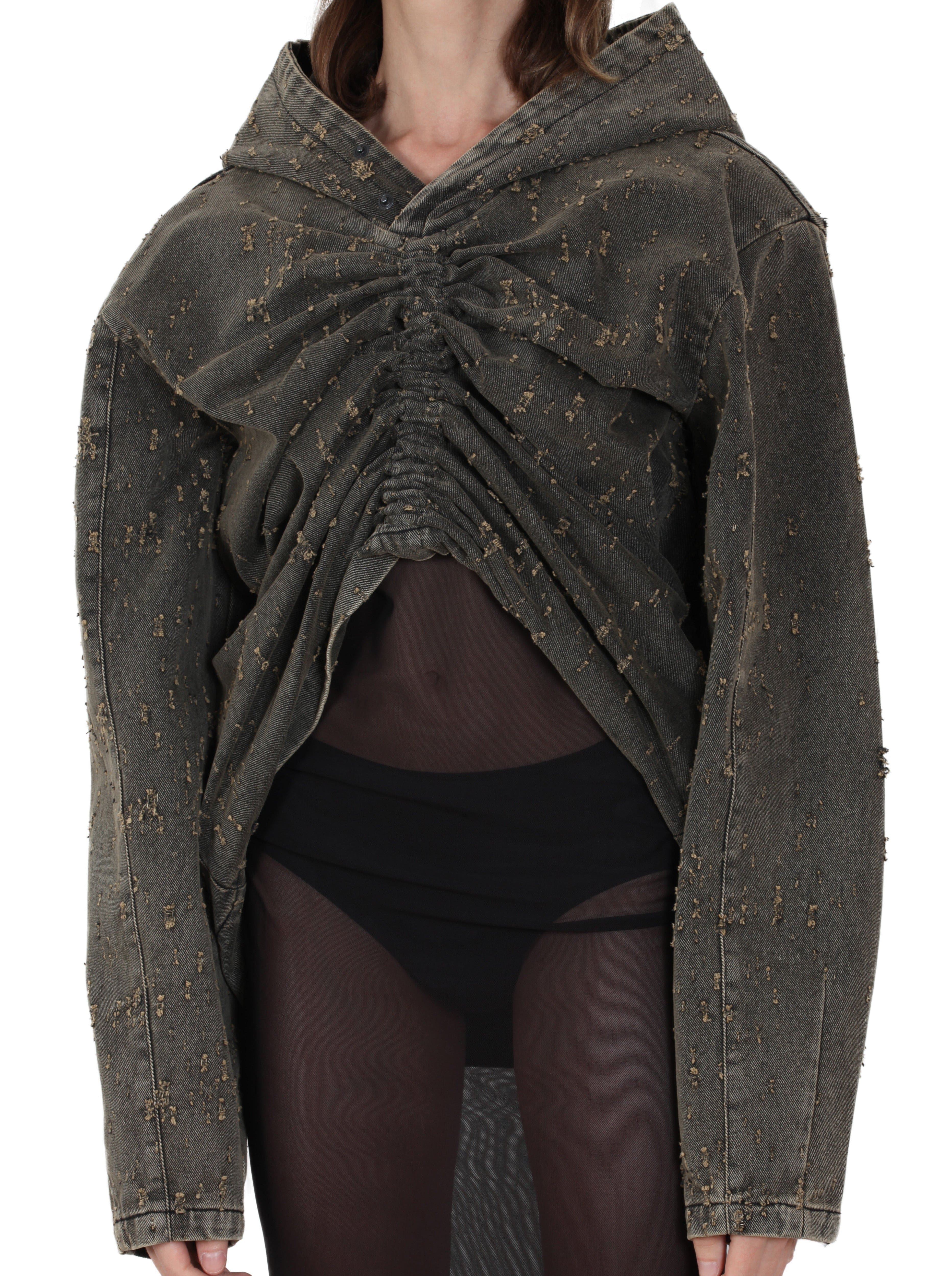 Distressed Cropped Hoodie