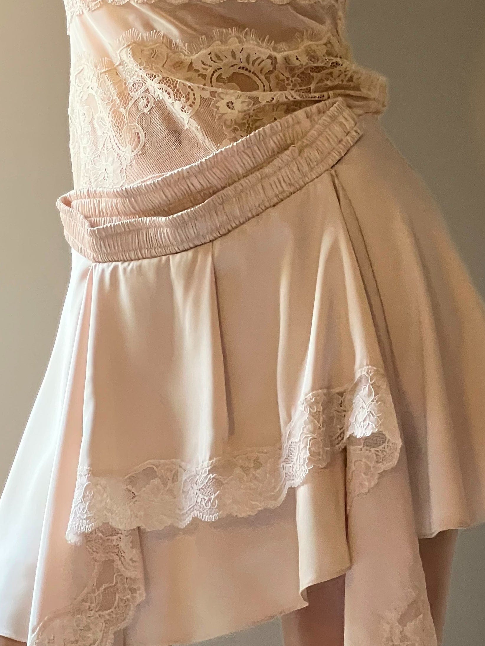 Lace-Trimmed Satin Skirt