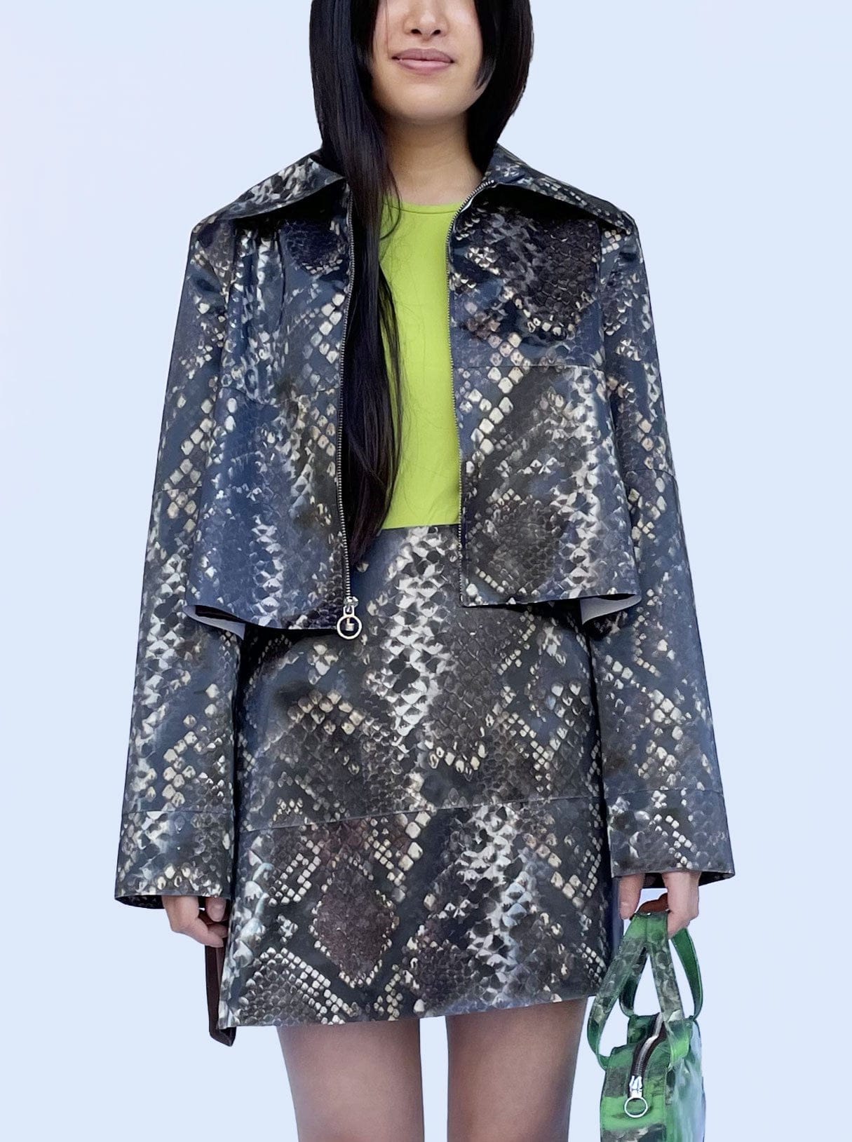 Colour-Changing Brown Python Rubber Mini Jacket