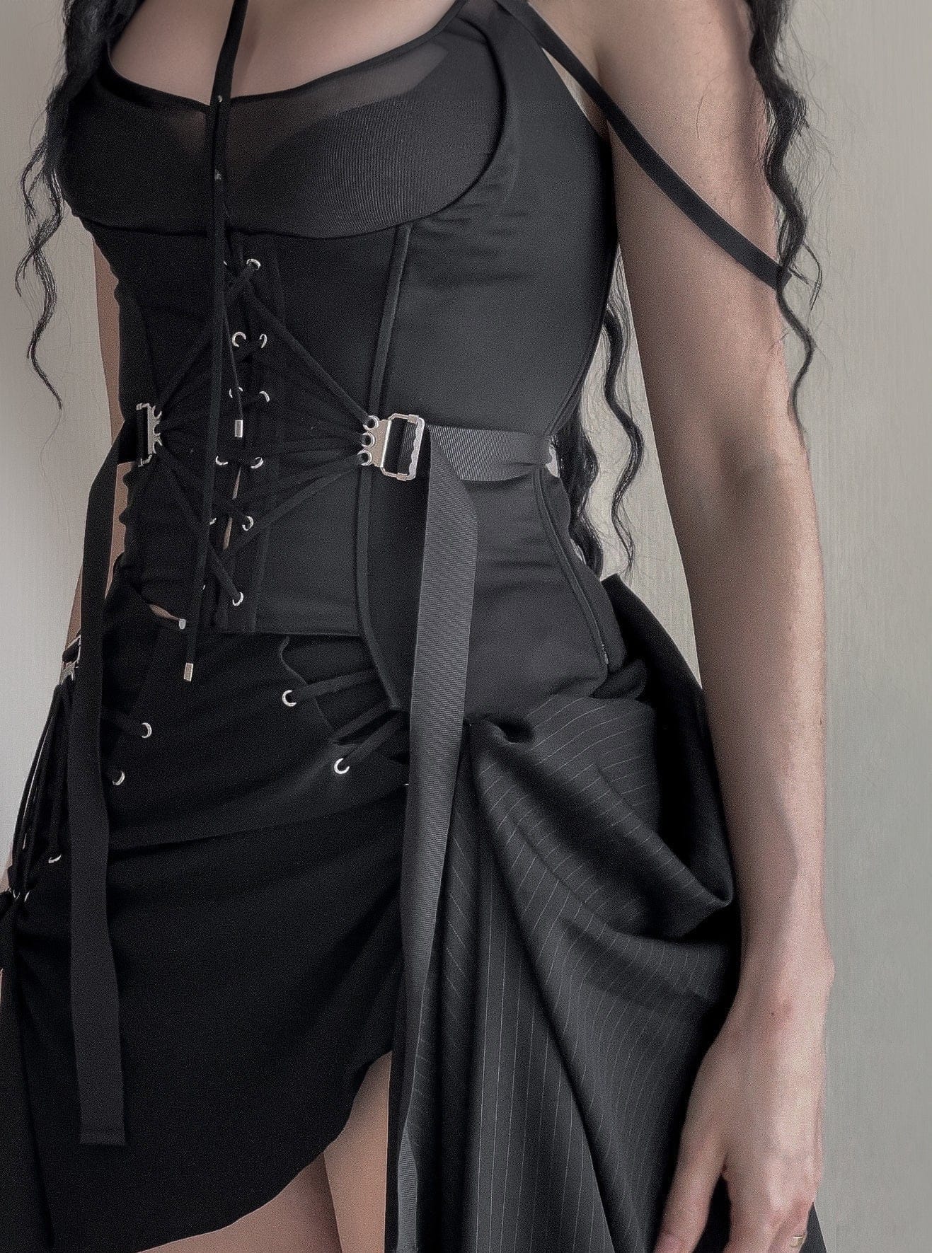 BLK FAN LACED BUSTIER