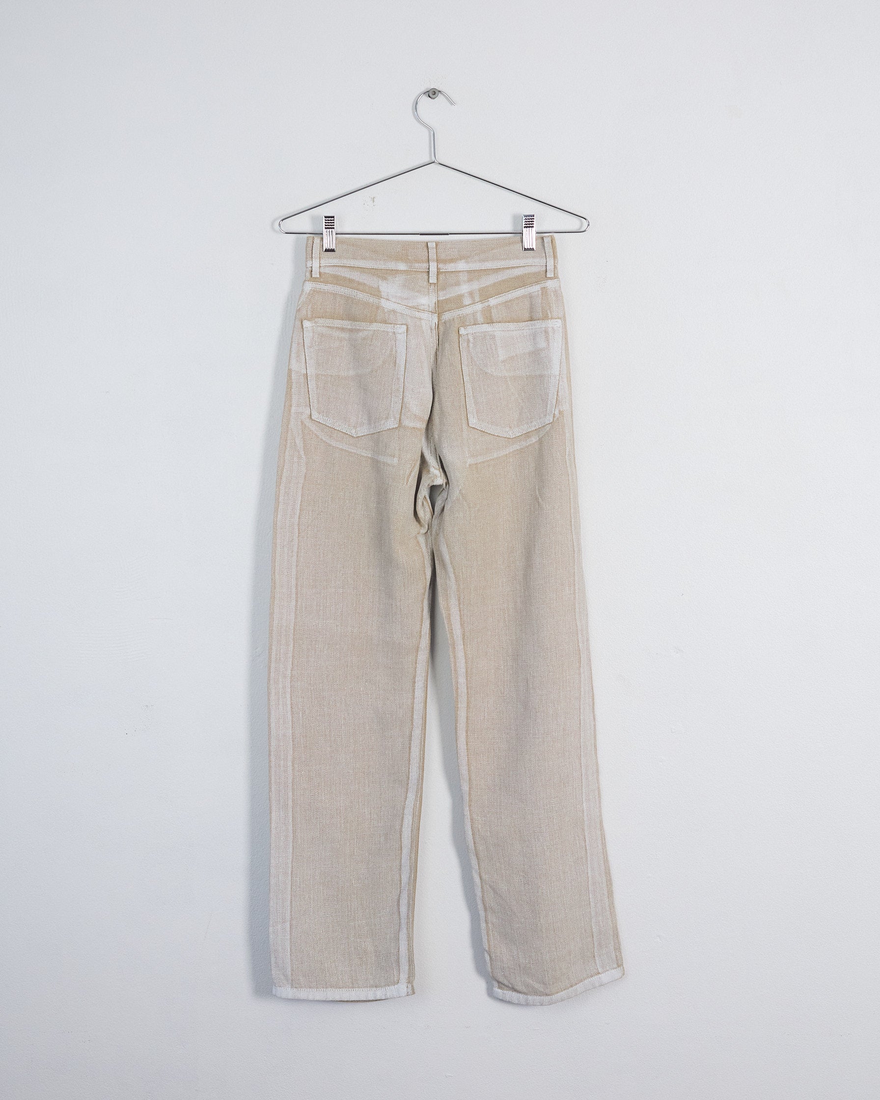 Phoebe Philo collection B 'classic' coated linen jeans, beige, 8, image 2 of 3