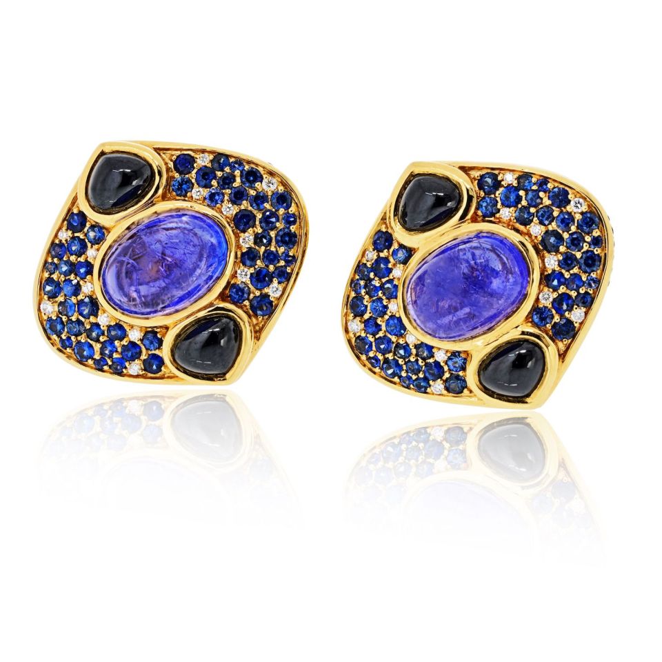 Lucilla Spinel, Tanzanite, Diamond and Sapphires Earrings