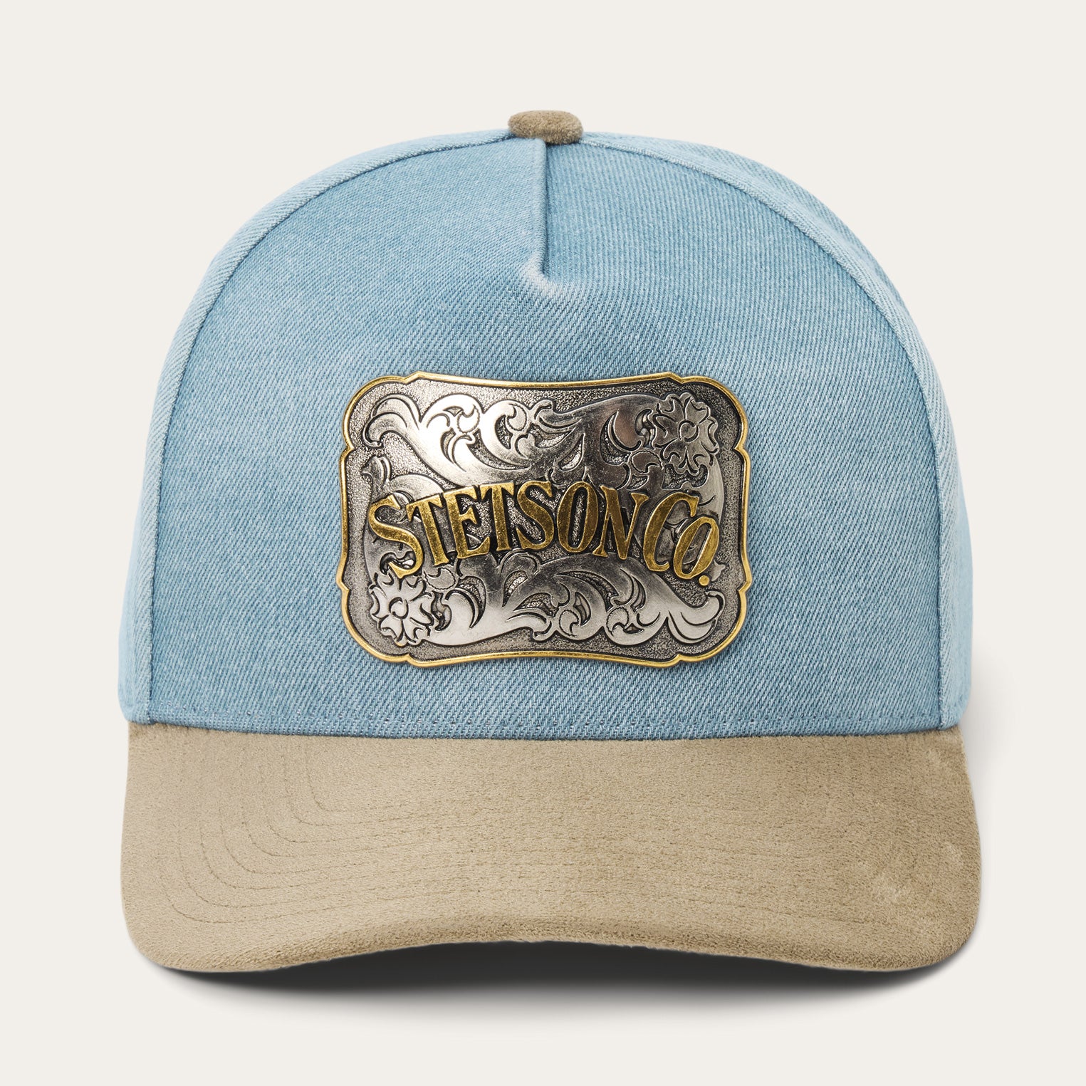 Denim & Suede Plaque Trucker Hat
