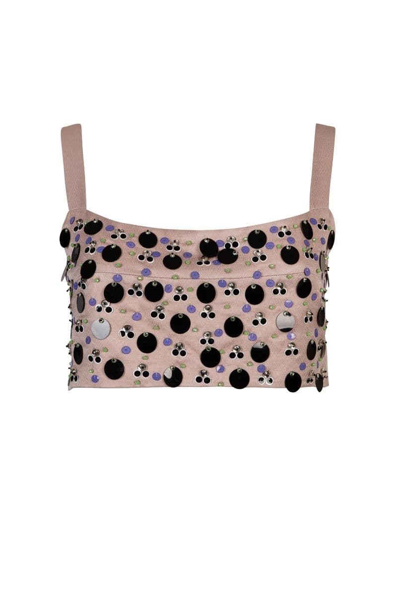 DAKOTA PINK EMBROIDERED CROP TOP