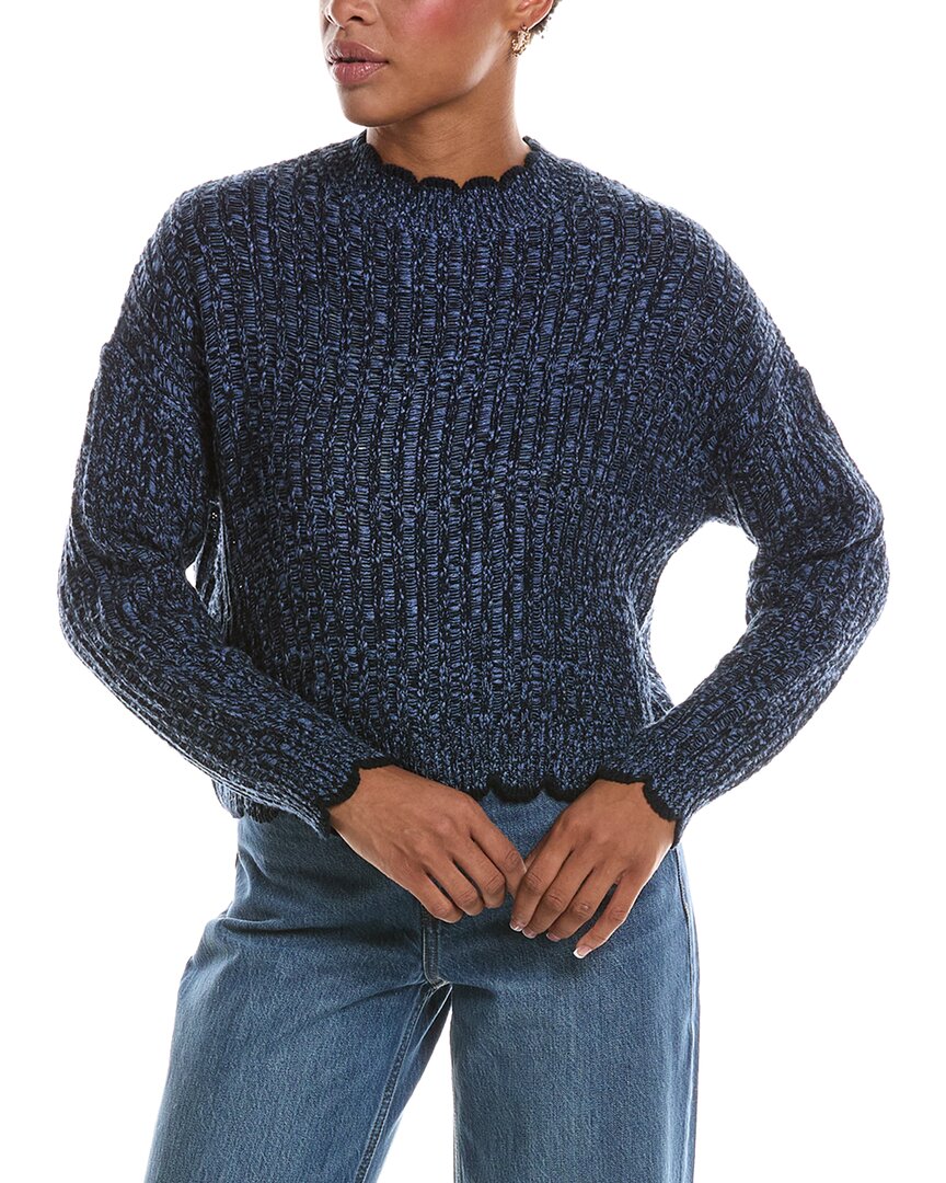 Autumn Cashmere Tipped Ladder Stitch Crewneck Sweater