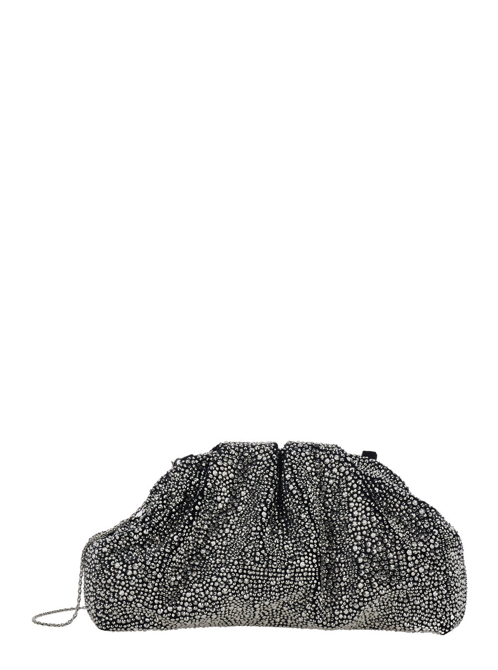 Twenty Fourhaitch Women Mirach Soft Clutch In Velvet Embellished With Rhinestones And Featuring A Removable Black Strap For Women