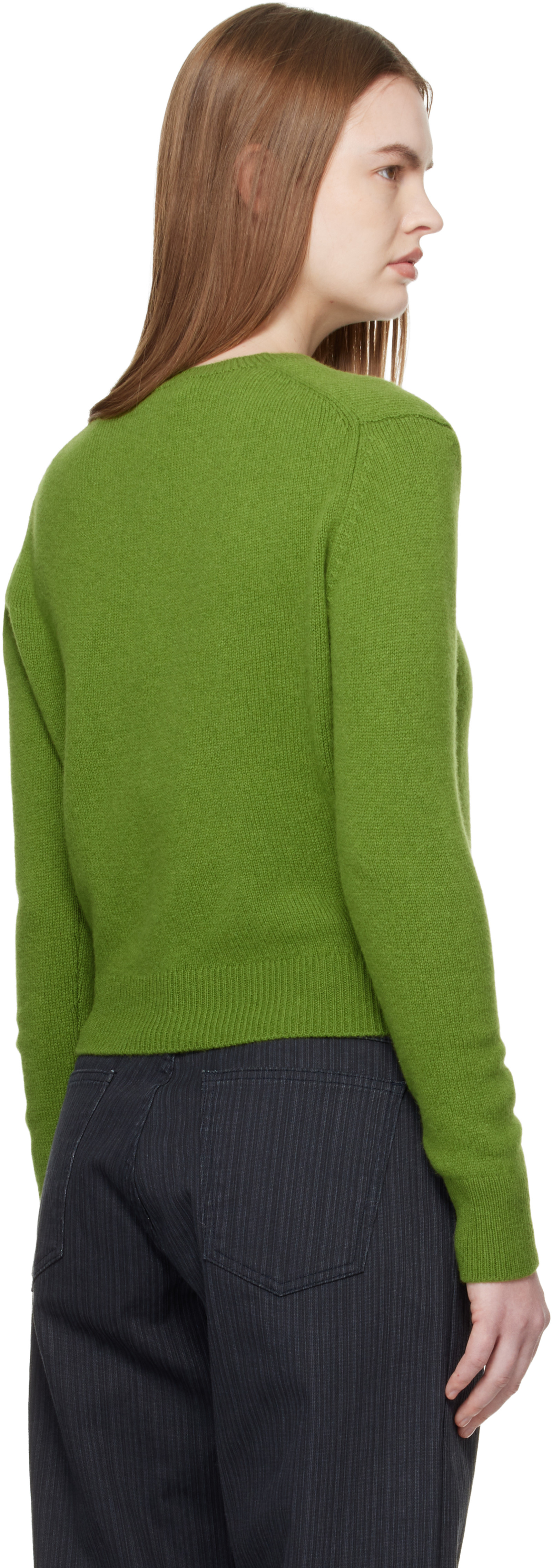 Green Sligo Shrunken V-Neck Sweater — Image 3