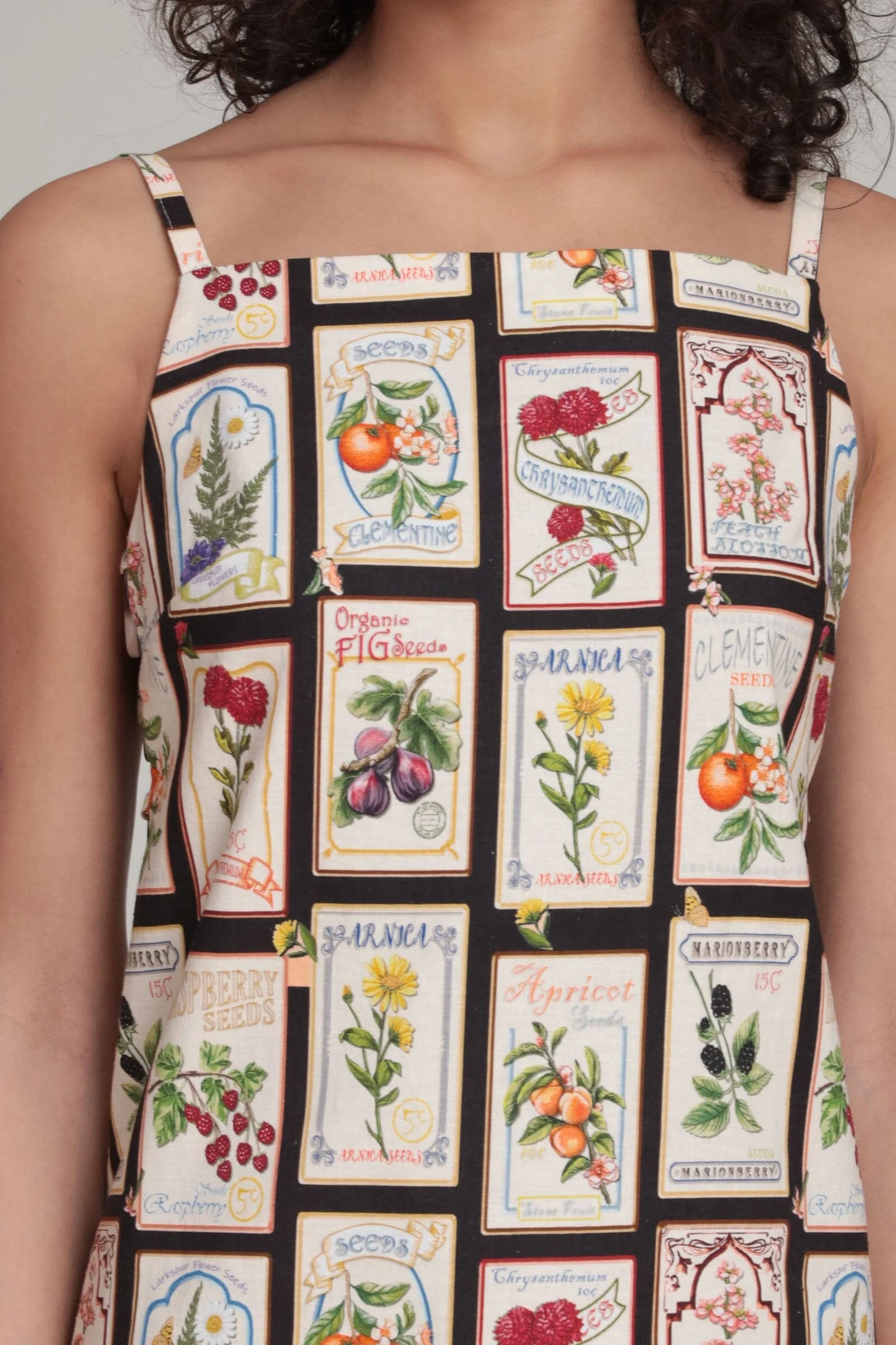 Linen Blend Fruit Floral Mini Shift Dress, image 5 of 8