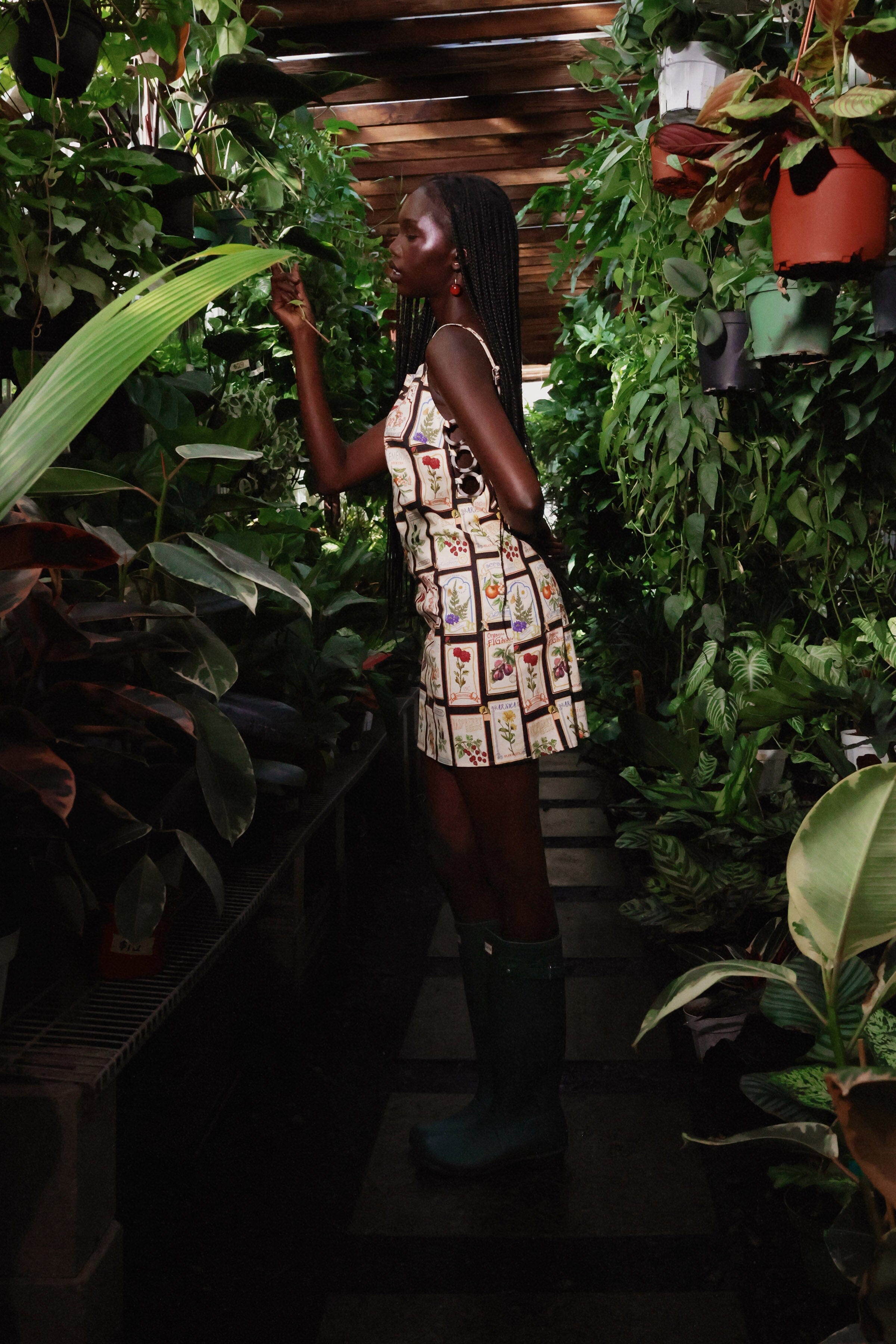 Linen Blend Fruit Floral Mini Shift Dress, image 3 of 8