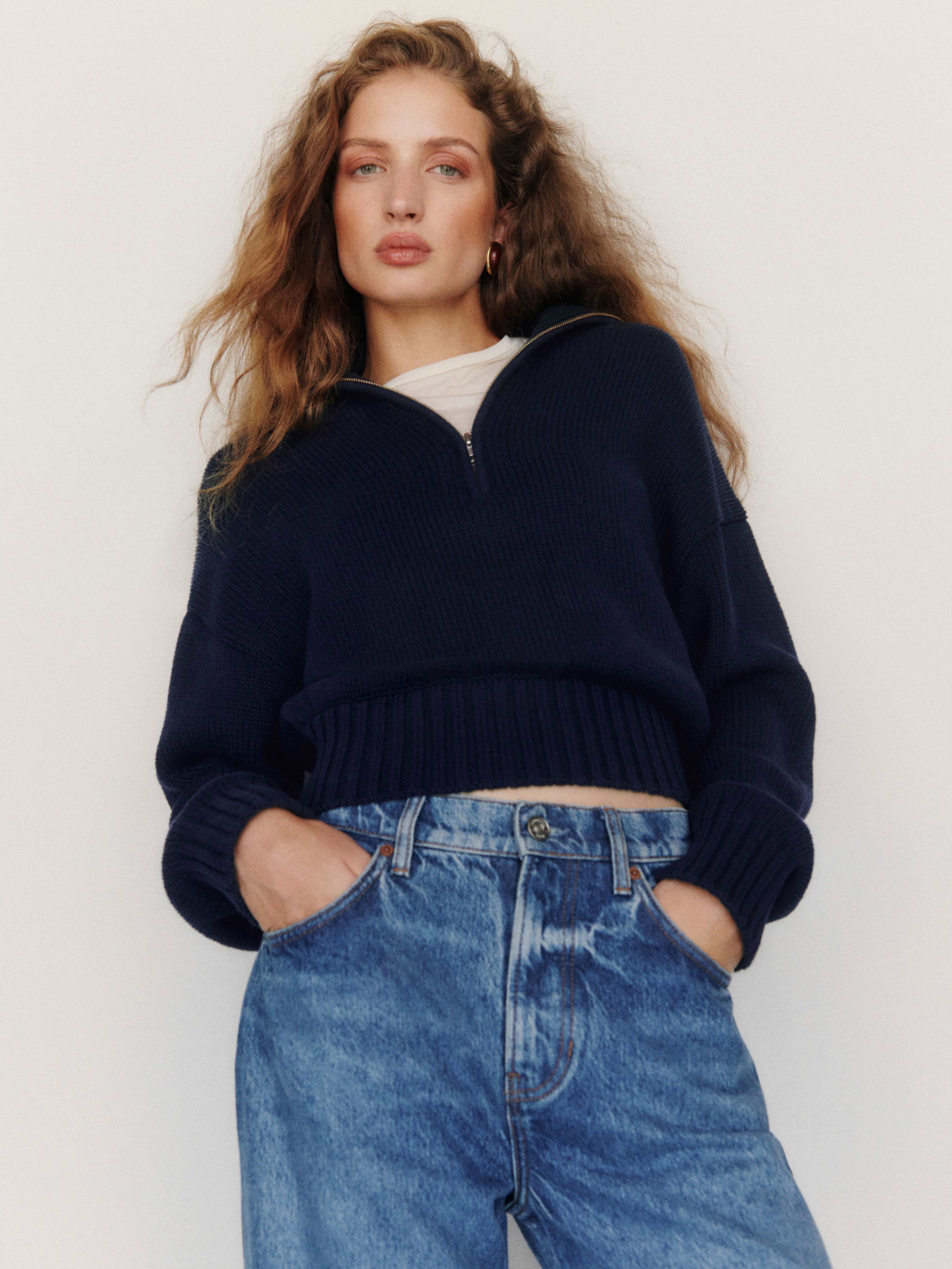 Barney Cotton Quarter-Zip Sweater, image 2 of 6