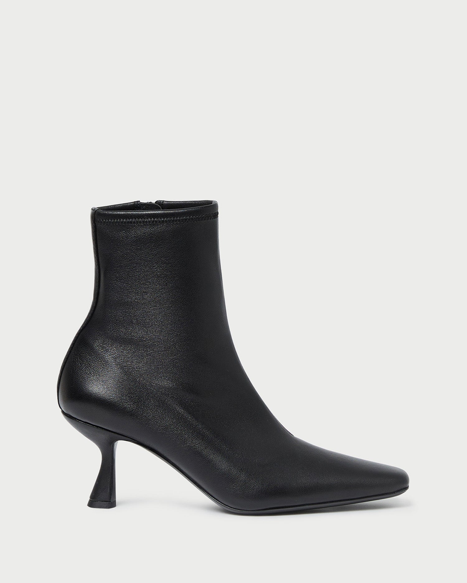 Thandy Black Leather Curved Heel Bootie, image 2 of 6