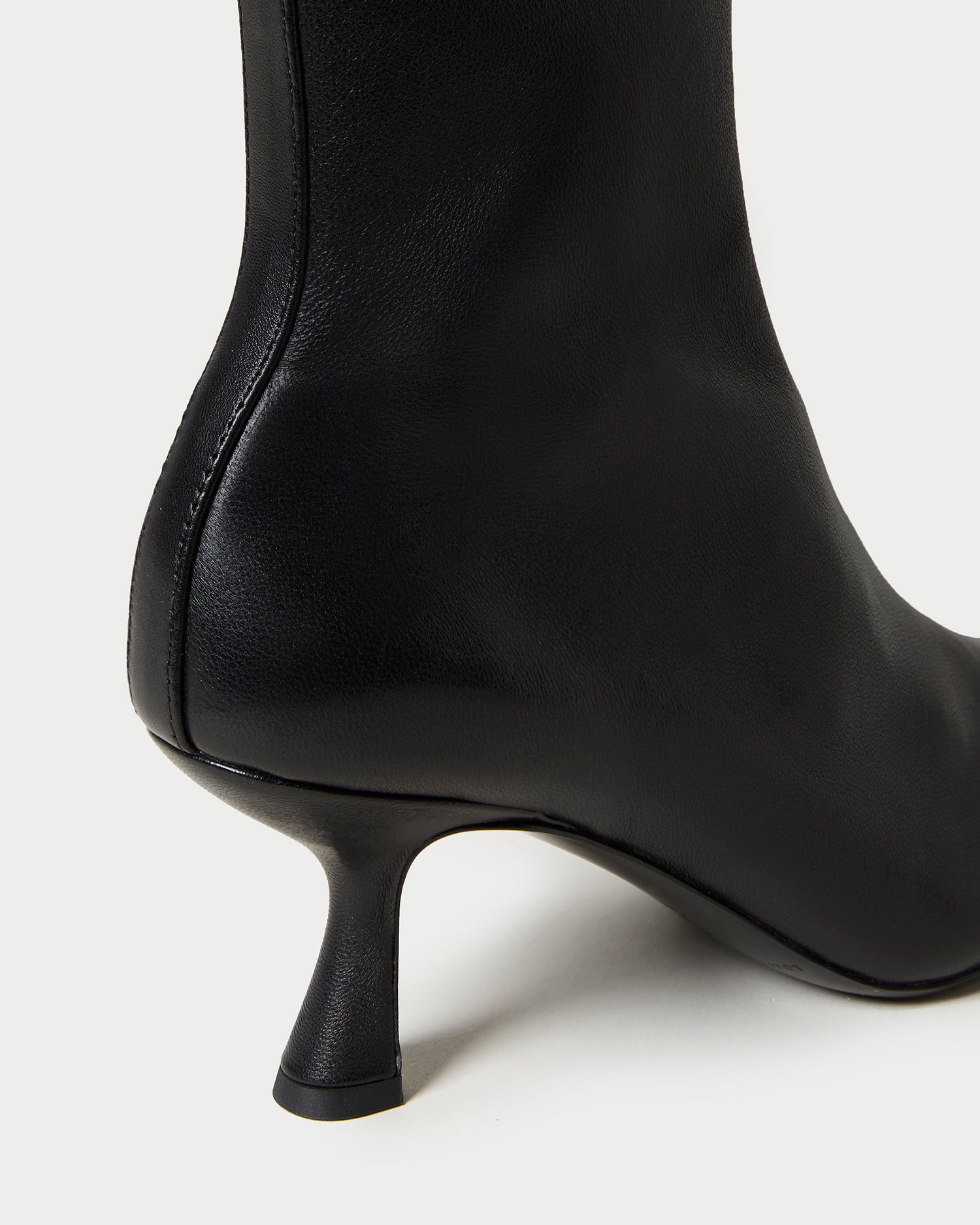 Thandy Black Leather Curved Heel Bootie, image 3 of 6