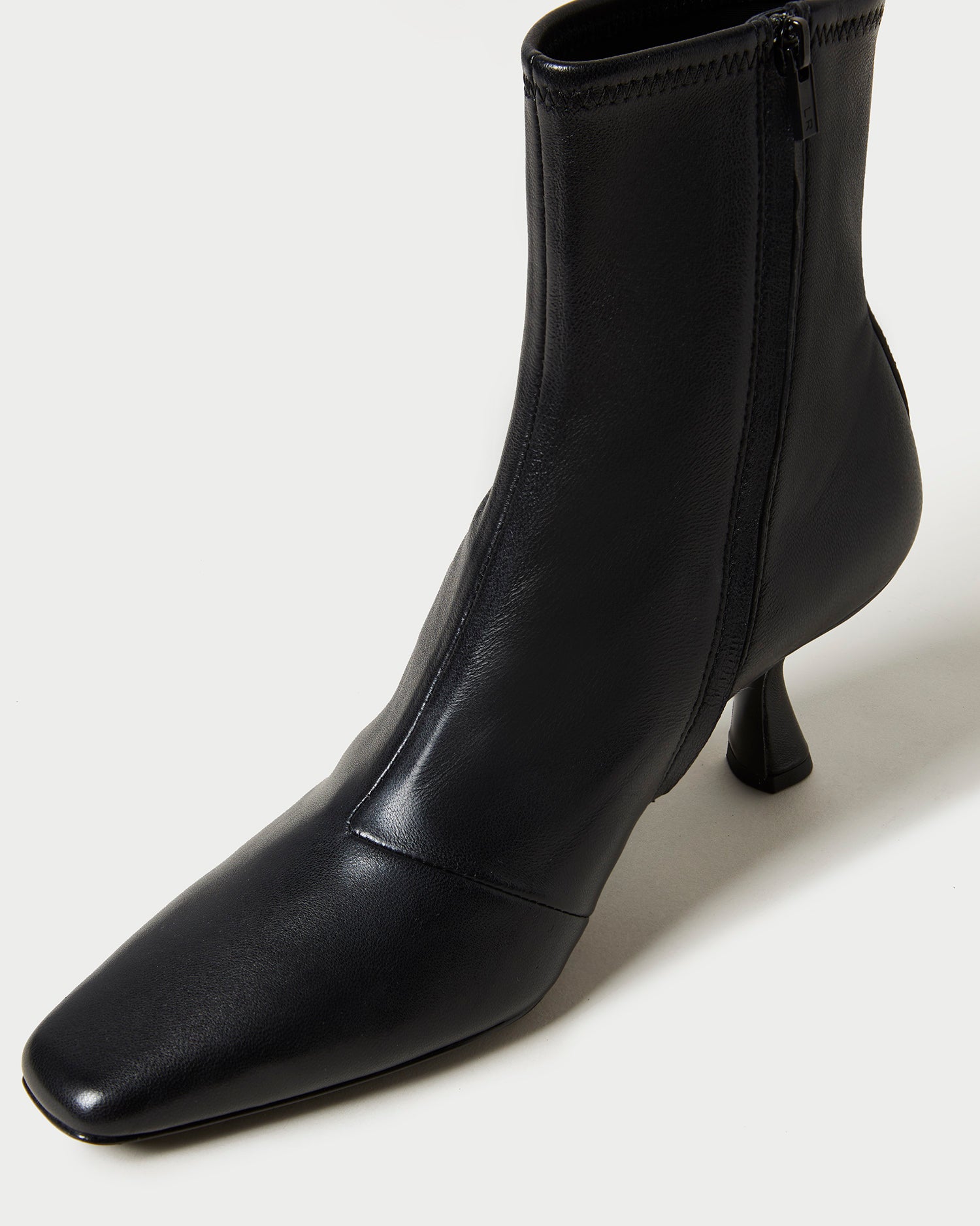 Thandy Black Leather Curved Heel Bootie, image 4 of 6